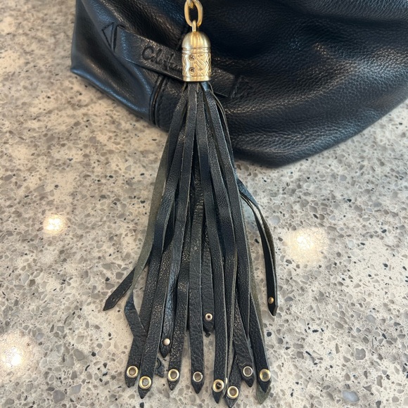 COLE HAAN Gorgeous Leather Black Bag with Tassle - Picture 4 of 13